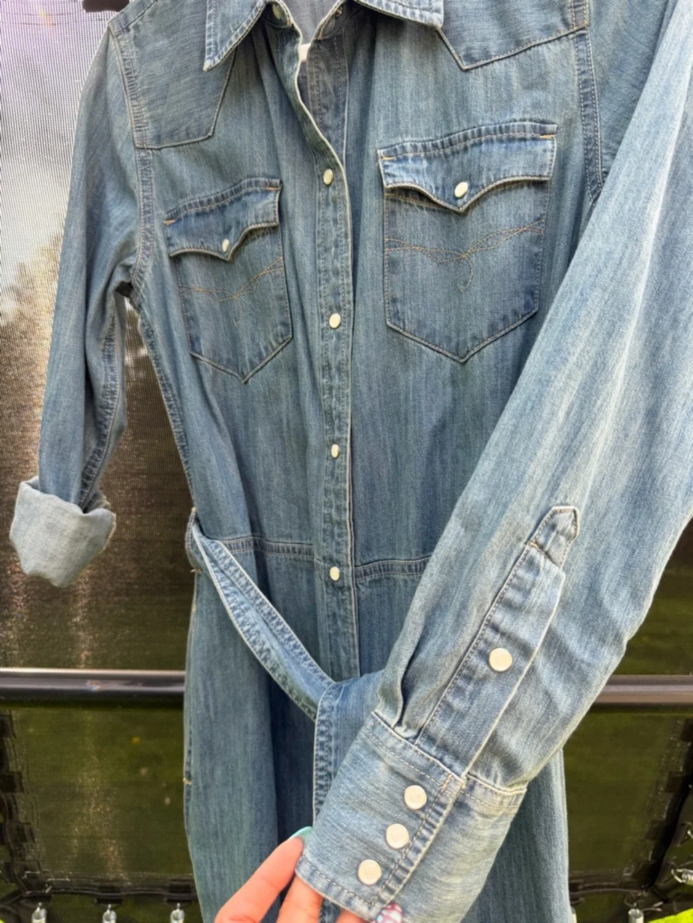 NWT Ralph Lauren Western Denim Pearl Snap Dress in Desert Sky chambray sz 8 - Picture 12 of 12